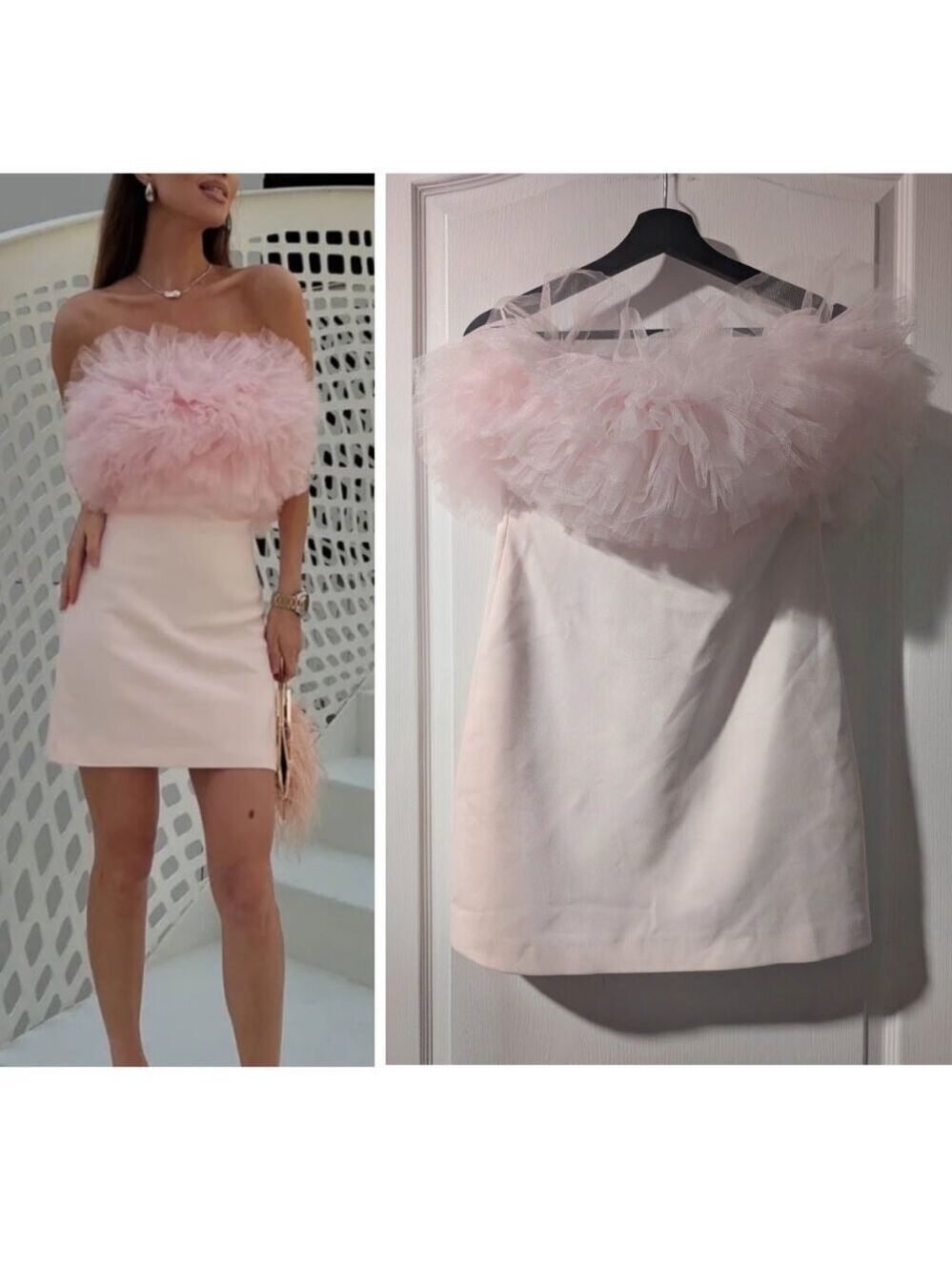 Zara | Voluminous Tulle Mini Dress In Pink